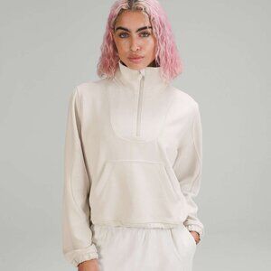 Lululemon Brushed Softstreme Ribbed Half Zip White Opal
